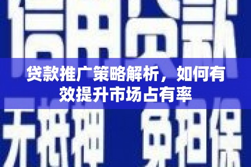 狮潭贷款推广策略解析，如何有效提升市场占有率