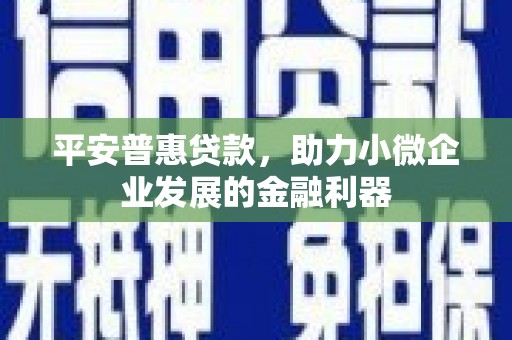 名间平安普惠贷款，助力小微企业发展的金融利器