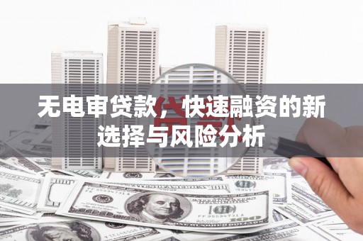 沂源无电审贷款，快速融资的新选择与风险分析